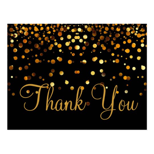 Trendy Inexpensiv Gold Glitter Black Thank You Postcard | Zazzle.com