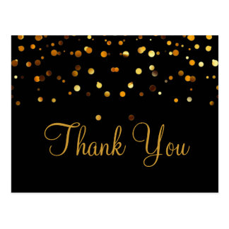 Trendy Inexpensiv Gold Glitter Black Thank You Postcard