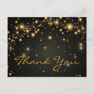 Trendy Inexpensiv Gold Glitter Black Thank You Postcard