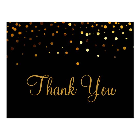 Trendy Inexpensiv Gold Glitter Black Thank You Postcard | Zazzle.com