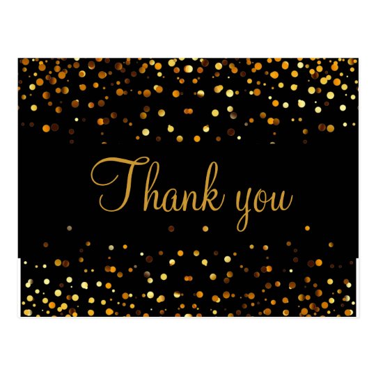 Trendy Inexpensiv Gold Glitter Black Thank You Postcard | Zazzle.com