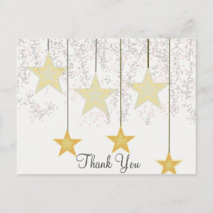 Trendy Inexpensiv Gold Glitter Black Thank You Postcard