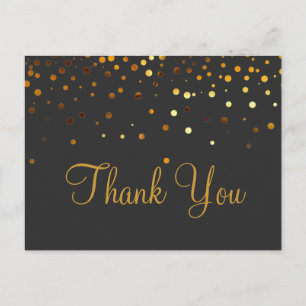 Trendy Inexpensiv Gold Glitter Blue Thank You Postcard