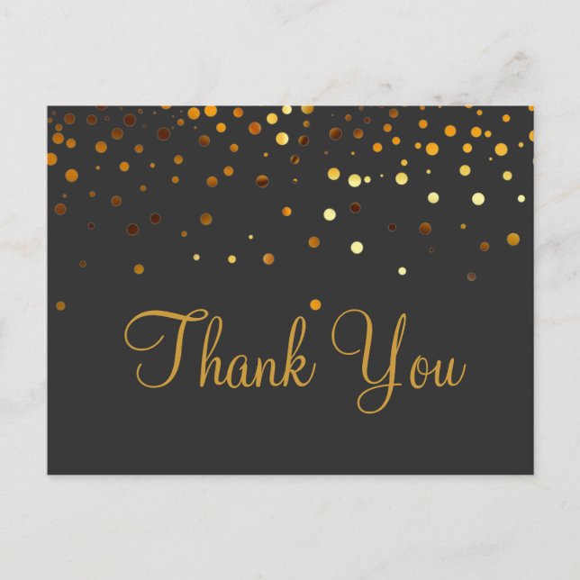 Trendy Inexpensiv Gold Glitter Blue Thank You Postcard (Front)