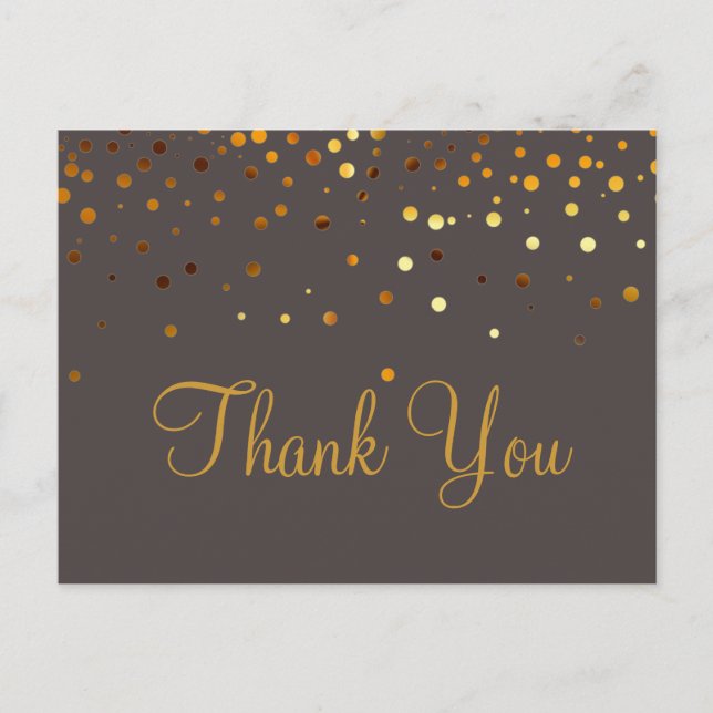 Trendy Inexpensiv Gold Glitter Blue Thank You Postcard (Front)