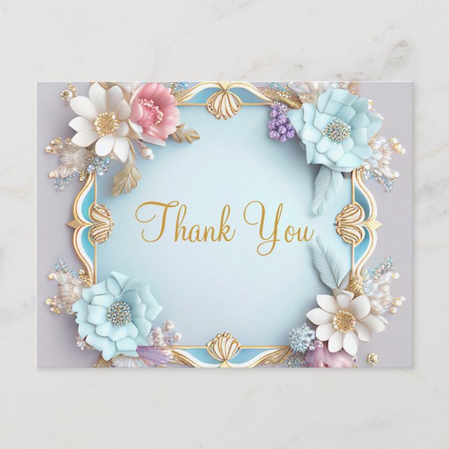 Trendy Inexpensiv Gold Glitter White Thank You Pos Postcard (Front)