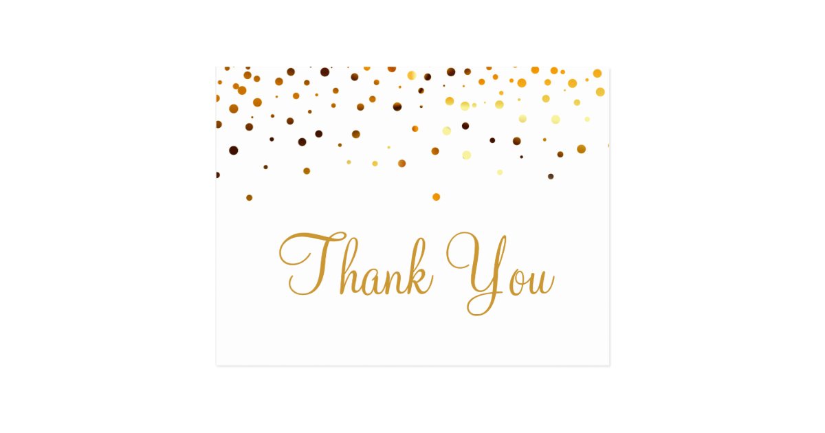 Trendy Inexpensiv Gold Glitter White Thank You Postcard