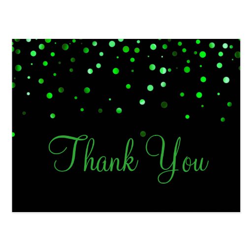 Trendy Inexpensiv Green Glitter Black Thank You Postcard | Zazzle