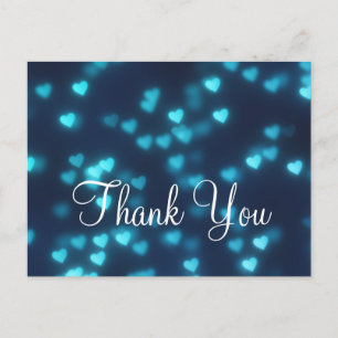 Trendy Inexpensive Blue Love Glitter Thank You Postcard