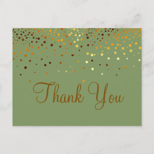 Trendy Inexpensive Gold Glitter Green Thank You Postcard