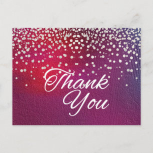 Trendy Inexpensive White Glitter Black Thank You Postcard