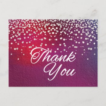 Trendy Inexpensive White  Glitter Black Thank You Postcard by sunbuds at Zazzle
