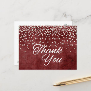 Trendy Inexpensive White Glitter Thank You Postcard