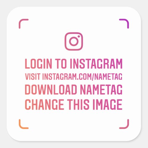 Trendy Instagram nametag social media marketing Square Sticker