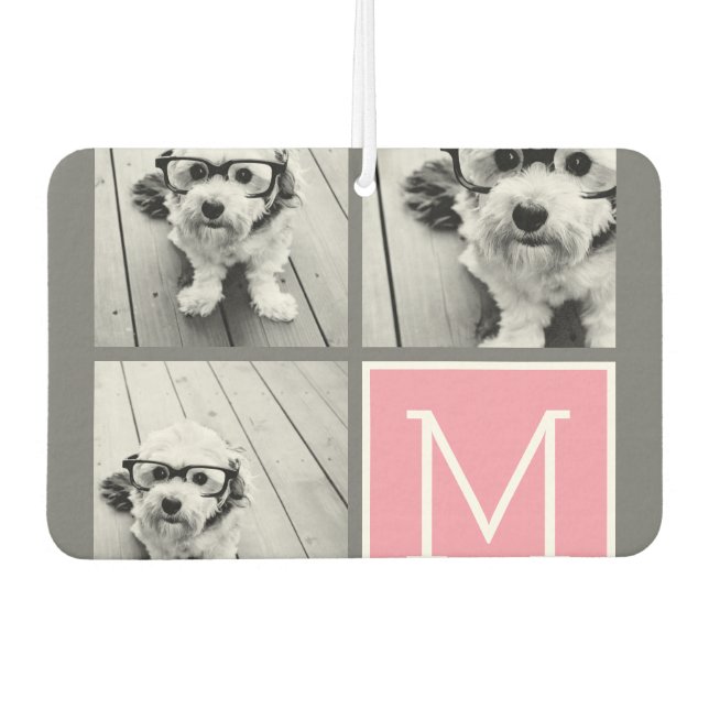 Trendy Instagram Photo Collage Custom Monogram Air Freshener (Front)
