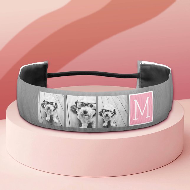 Trendy Instagram Photo Collage Custom Monogram Athletic Headband (Custom Hairband)
