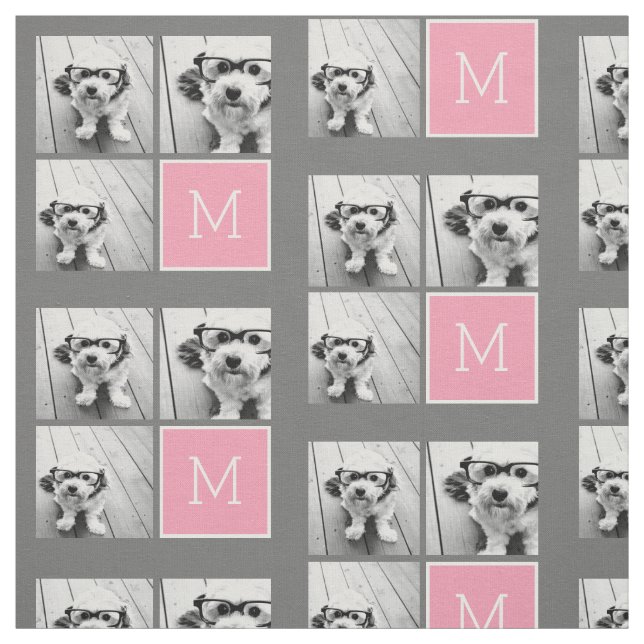 Trendy Instagram Photo Collage Custom Monogram Fabric (Swatch)