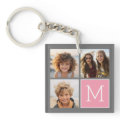 Trendy Instagram Photo Collage Custom Monogram Keychain | Zazzle