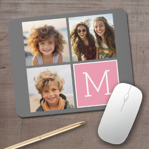 Trendy Instagram Photo Collage Custom Monogram Mouse Pad