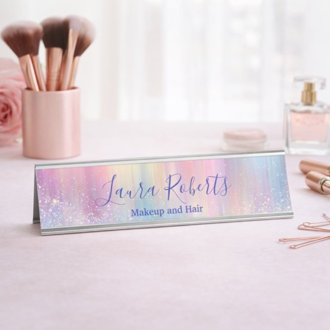 Trendy Iridescent Branding Design Desk Name Plate (Creator Uploaded)