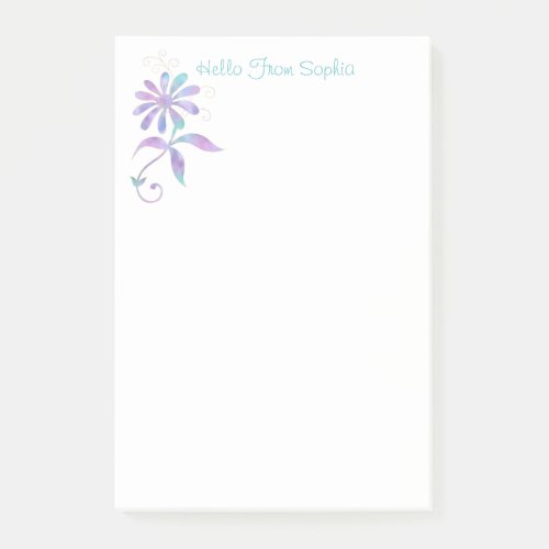 Trendy Iridescent Flower DIY NameMessage Post_it Notes