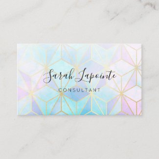 Trendy Iridescent & Pastel Geometric Design Business Card