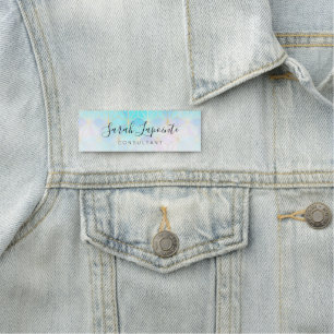 Trendy Iridescent & Pastel Geometric Pattern Name Tag