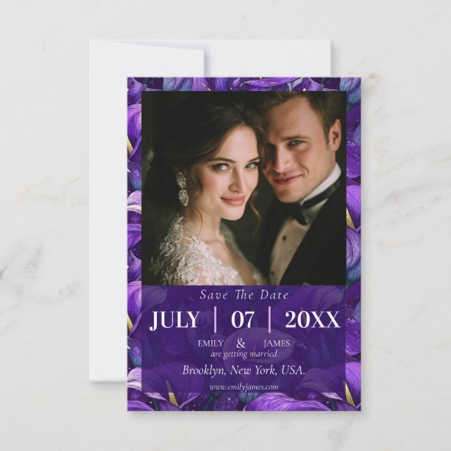 Trendy Ivory Calla Lilies Sparkle Botanical Weddin Save The Date (Front)