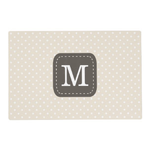 Trendy Ivory Pattern Personalized Brown Monogram Placemat