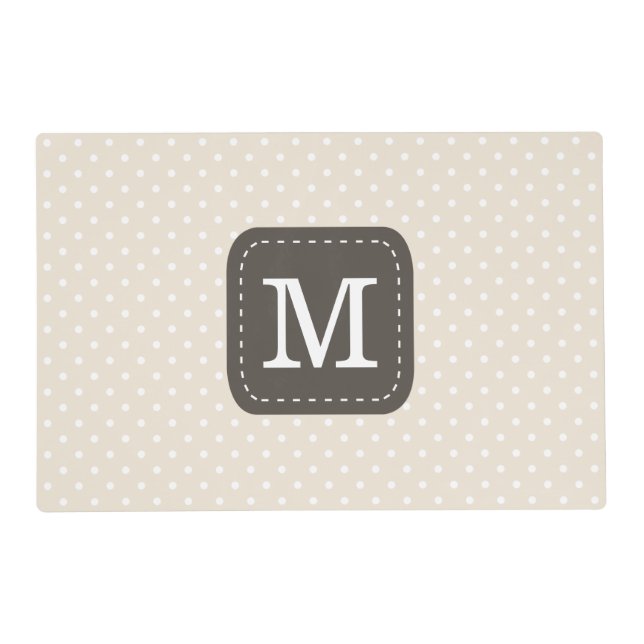 Trendy Ivory Pattern Personalized Brown Monogram Placemat (Front)
