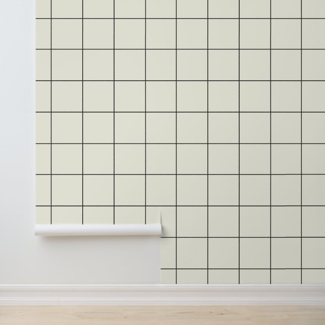 Trendy Ivory White 6" Grid Wallpaper (Application)