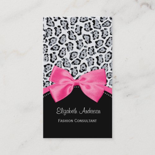 Trendy Jaguar Print Pink Ribbon Fashion Boutique Business Card