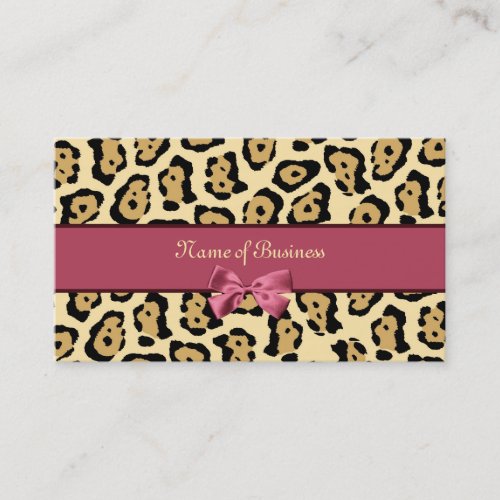 Trendy Jaguar Print With Pink Ribbon Business Name Business Card