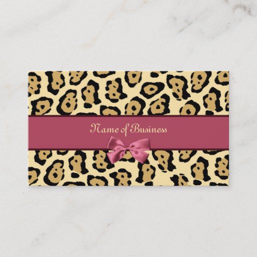 Customizable Trendy Jaguar Print With Pink Ribbon Business Name Business Cards
