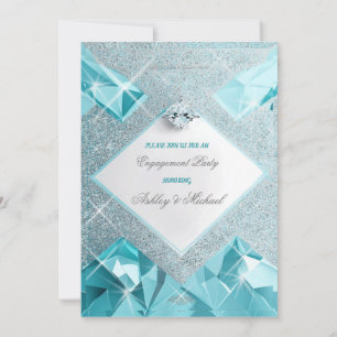 trendy jewelry turquoise sparkles sophisticated invitation