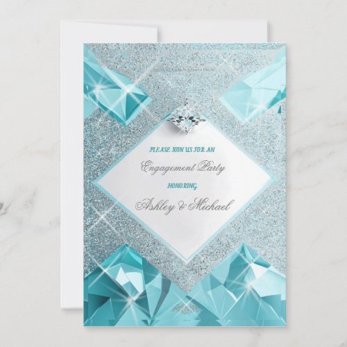 trendy jewelry turquoise sparkles sophisticated invitation