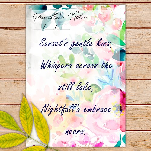 Trendy Joyful Watercolor Flowers 4 x 6 Post_it Notes