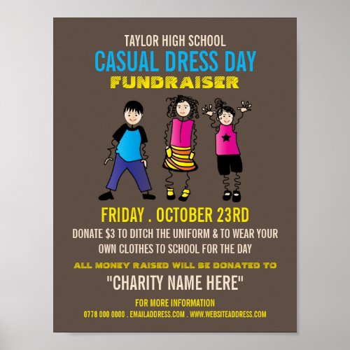 Trendy Kids Casual Dress Day Fundraiser Advert Poster