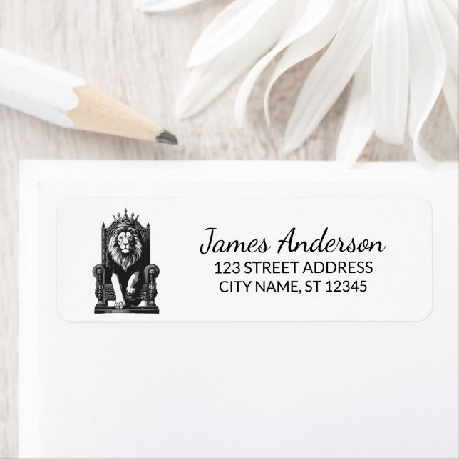 Trendy King Lion with crown Return Address Label (Insitu)
