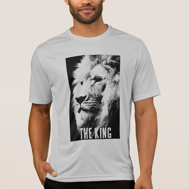 Trendy King Mens Sport-Tek Competitor Lion Silver T-Shirt (Front)