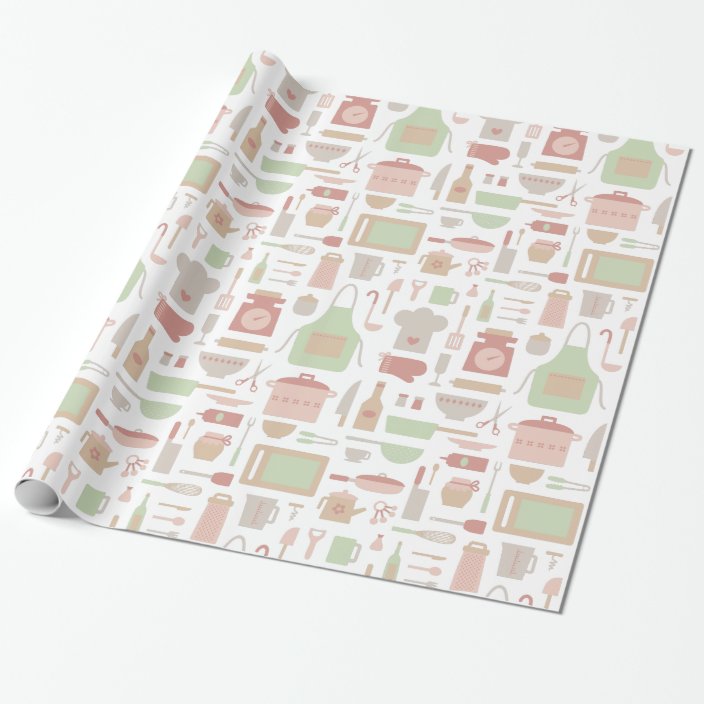 Trendy Kitchen Cooking Utensils Pattern Wrapping Paper