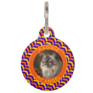 Trendy Kitten Owner Gift Chevron Print Pet ID Tag