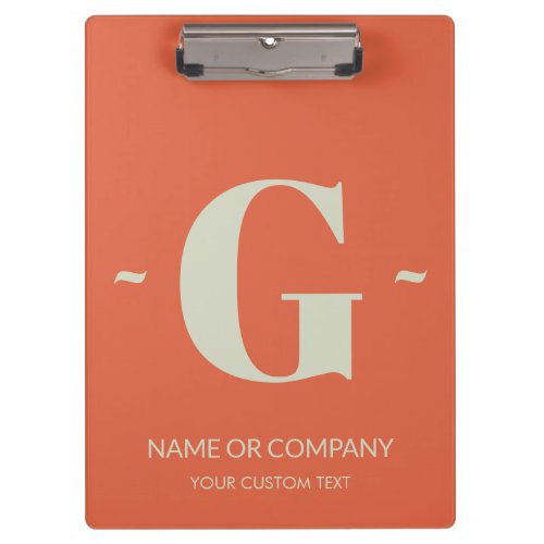 Trendy Koi Fish Orange Elegant Monogram Template Clipboard