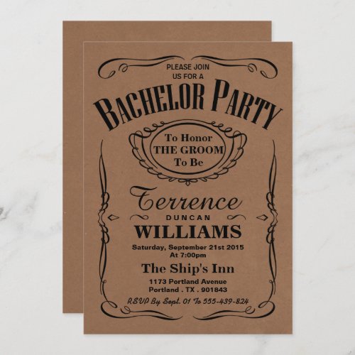 Trendy Kraft Typography Bachelor Party Invitation