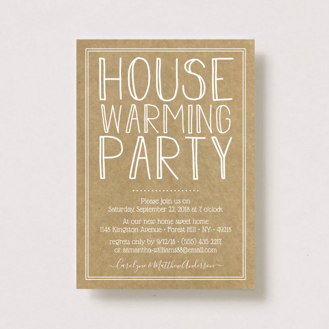 Trendy Kraft Typography Housewarming Party Invitation (Creator Uploaded)
