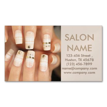 Trendy Lace Nails Fashion Beauty Spa Nail Salon Business Card Magnet by businesscardsdepot at Zazzle