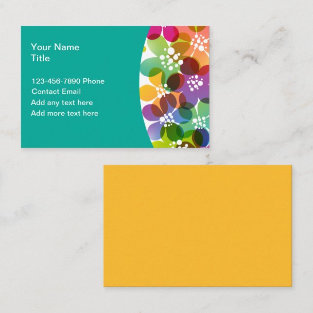 Trendy Ladies Colorful Personal Contact Cards (Front/Back)