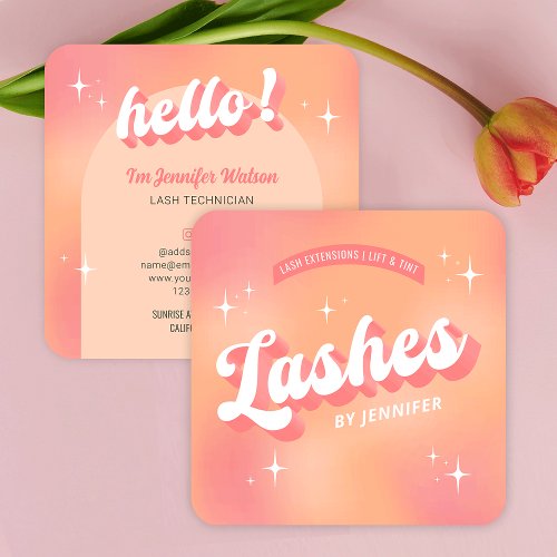 Trendy Lashes Groovy Retro Girly Lash Extensions Square Business Card