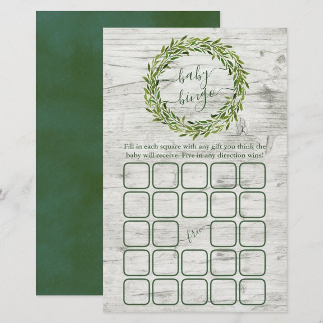 Trendy Laurel Wreath Greenery Baby Shower (Front/Back)