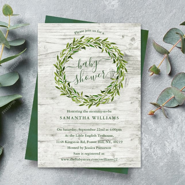 Trendy Laurel Wreath Greenery Baby Shower Invitation (Creator Uploaded)